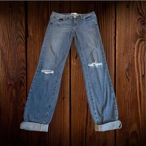 Paige Medium Wash Verdugo Ankle Distressed Straight Leg Jeans Cuffed Size 29